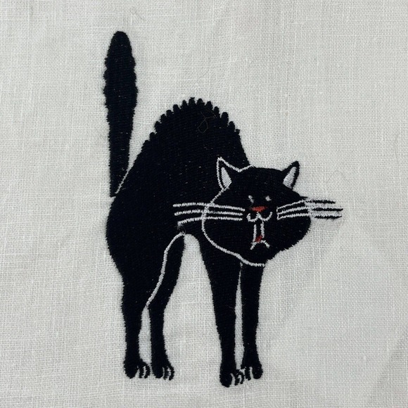 4 Halloween Tea Towels MWW Market Spider JOL Jack-o-lantern Ghost Cat Linens - Picture 6 of 13